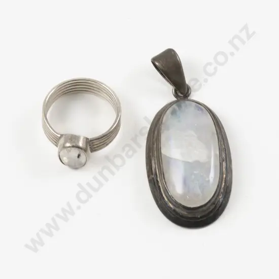 S/S Moonstone Pendant and Ring