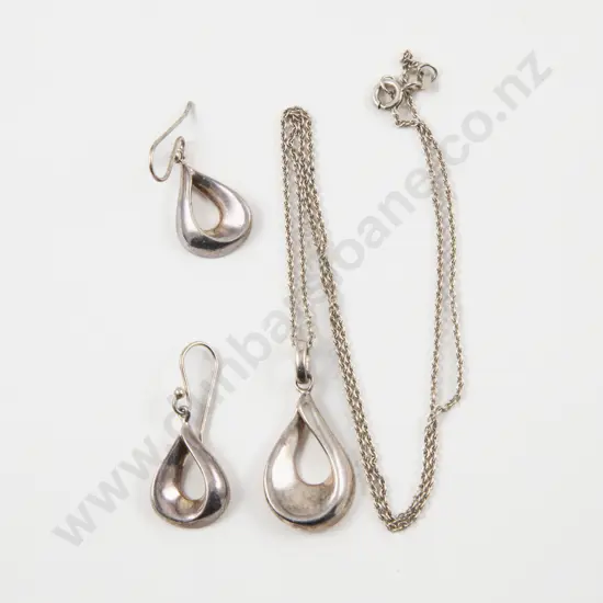 Pair S/S Earrings and Matching Pendant on chain