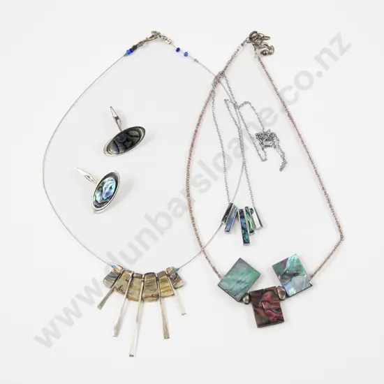 Three S/S and Paua Necklaces with Pair of Cuff Links