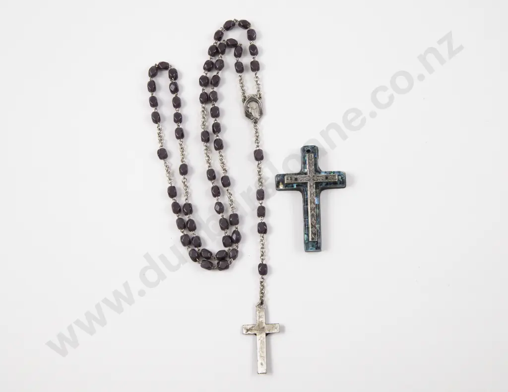 Amethyst Beaded Rosary with Cross pendant Image 1++