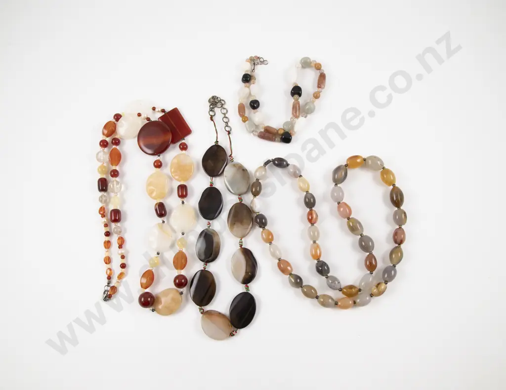 Four Various Single Strand Beaded Necklaces Image 1++
