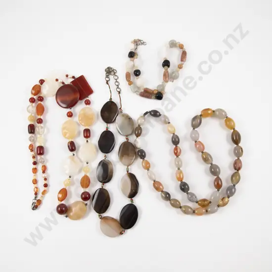 Four Various Single Strand Beaded Necklaces