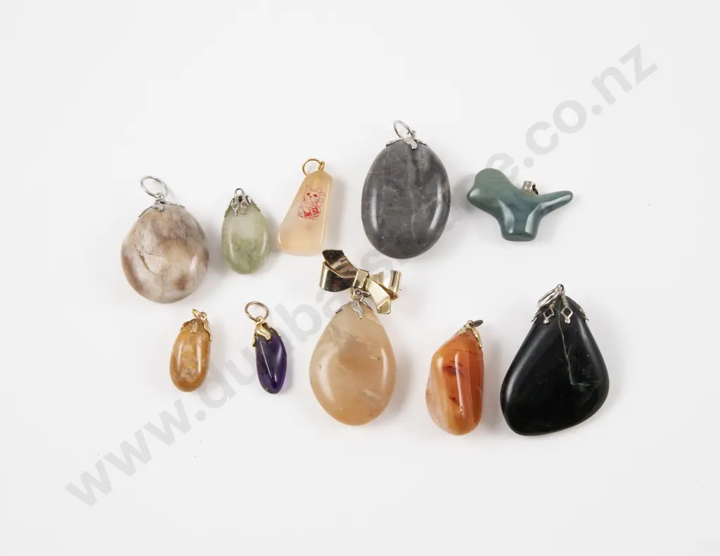 Collection of Various Agate Pendants Image 1++