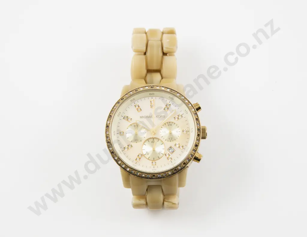 Michael Kors Gold Tone Chronograph Ladies Wrist Watch Image 1++
