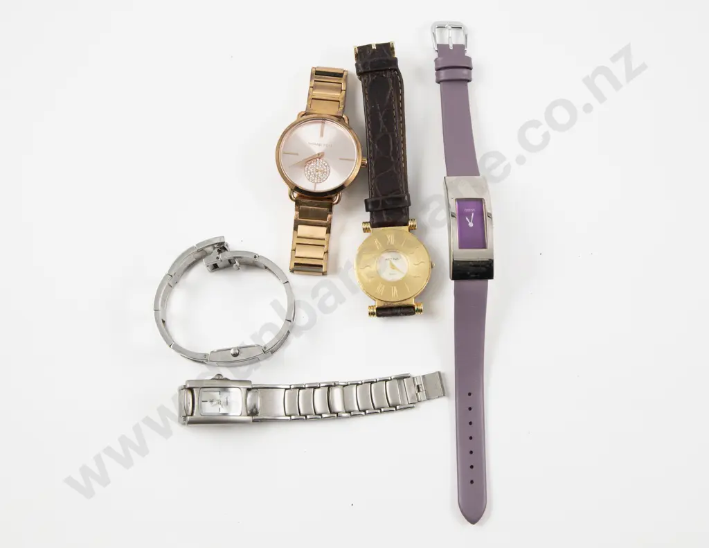 Collection of Five Ladies Wrist Watches incl Michael Kors Storm Guess and Calvin Klein Image 1++