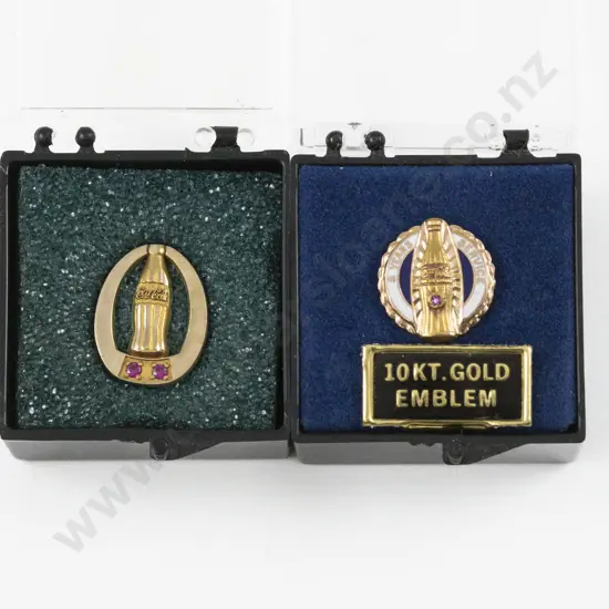 Two 10ct Coca Cola Lapel Pins