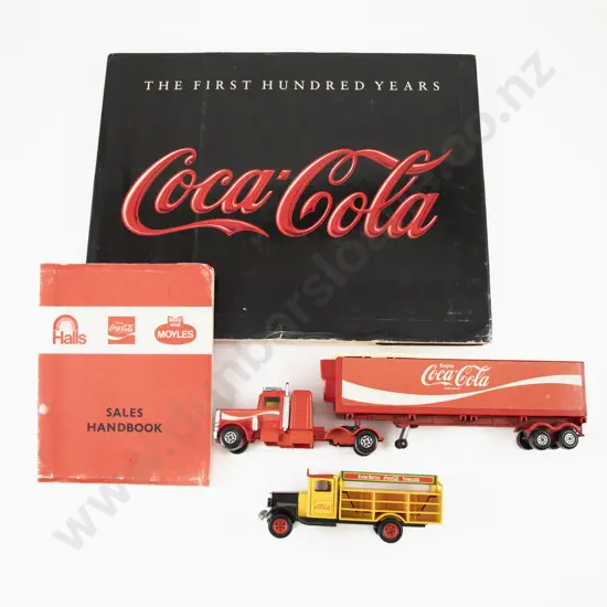 Coca Cola First Hundred Years Sales Book and Two Vehicles
