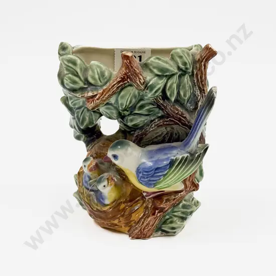 Relief Molded Bird Scene Wall Pocket