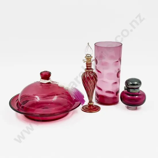 Qty of Assorted Cranberry Glass etc