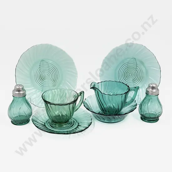 Qty of Assorted Blue Glass Tea Ware etc