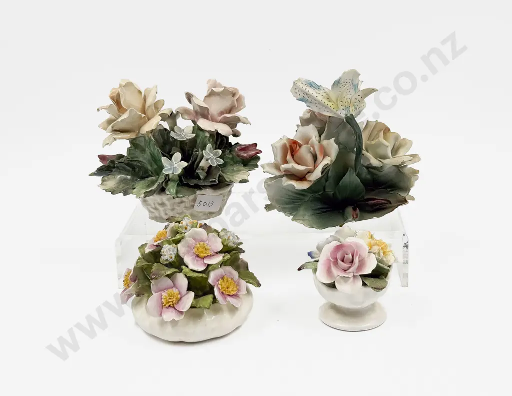 Four Assorted Fine China Floral Ornaments Image 1++