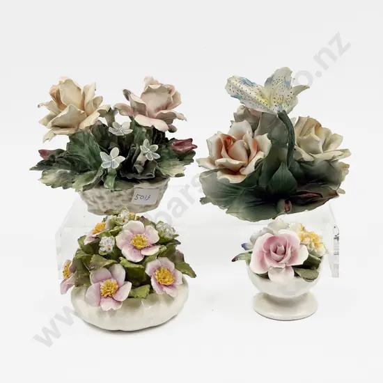 Four Assorted Fine China Floral Ornaments