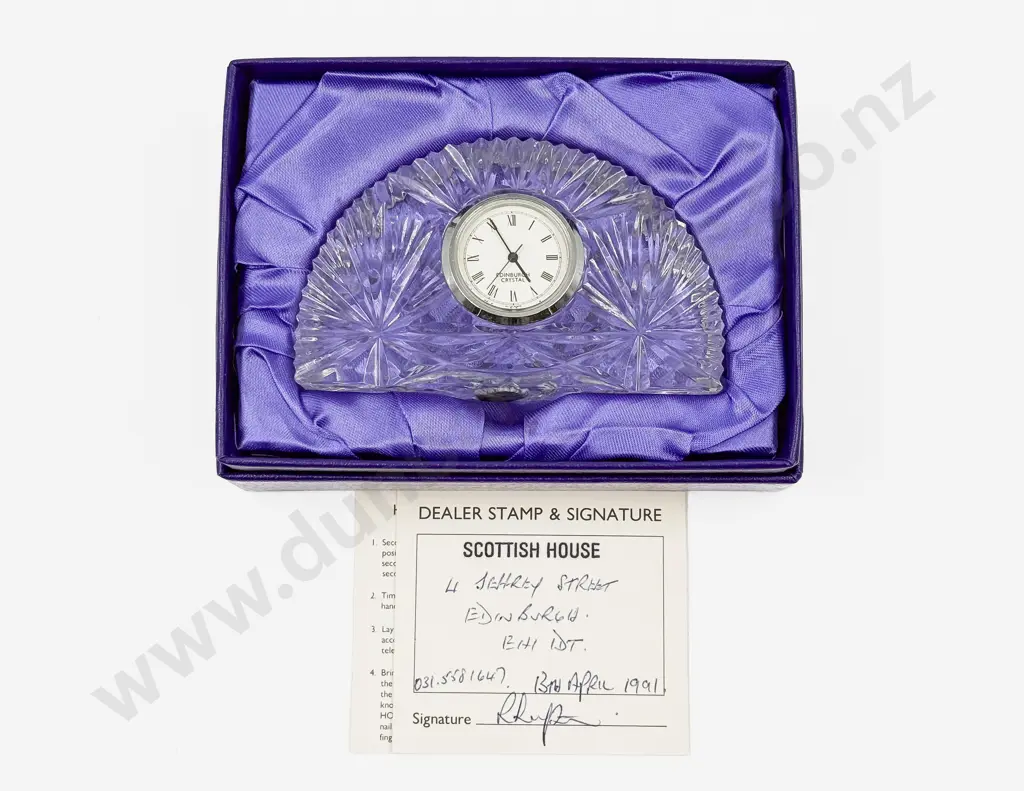 Edinburgh Crystal Desk Clock in Original Box Image 1++
