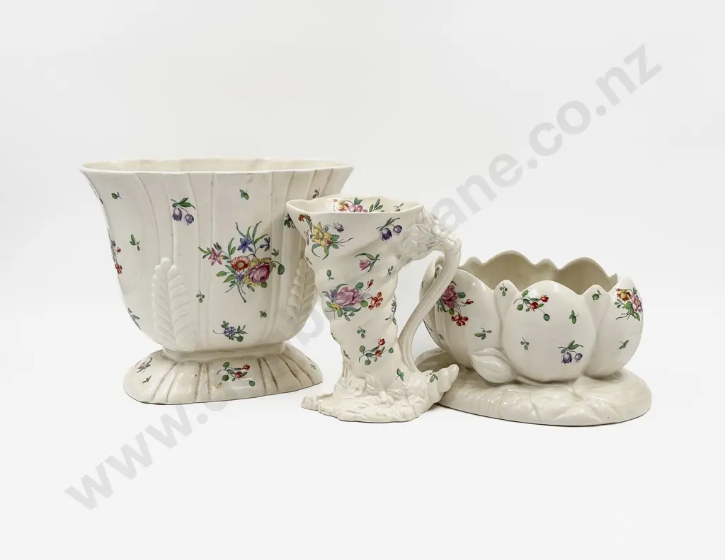 Three Clarice Cliff Floral Decorated Vases Image 1++