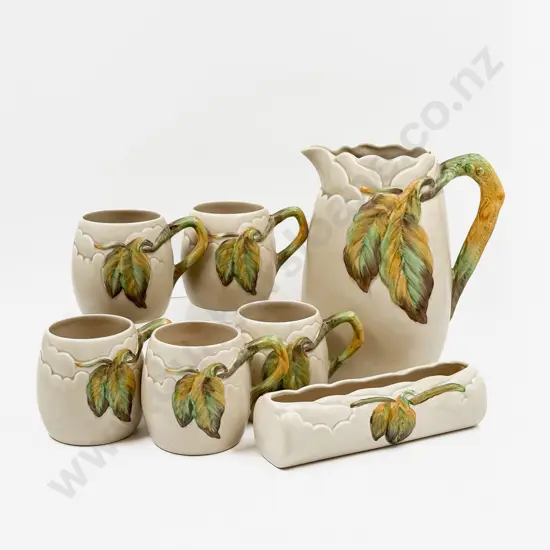 Clarice Cliff Relief Molded Branch & Leaf Pattern Part Set