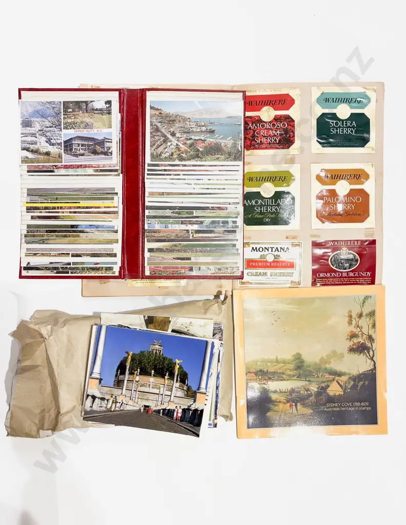 Box Qty of Assorted incl Vintage Postcards Bottle Labels etc Image 1++