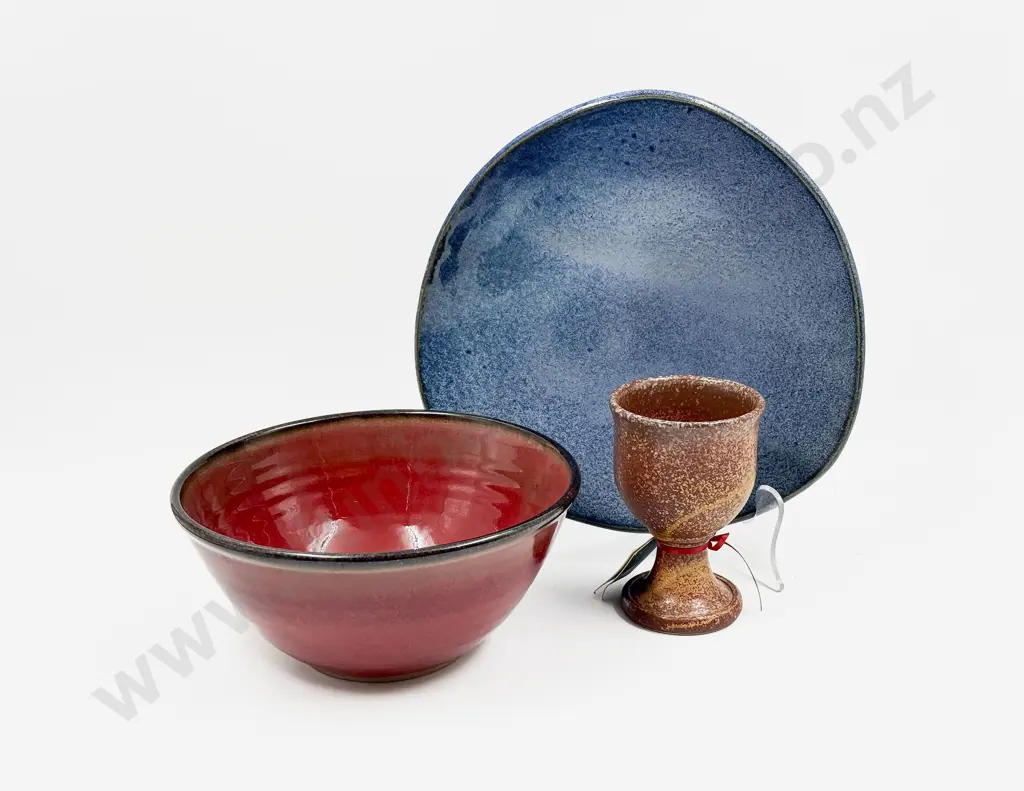 Jeanne Van Der Meer Footed Platter together with NZ Pottery Bowl etc Image 1++