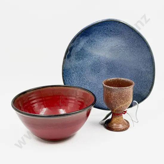 Jeanne Van Der Meer Footed Platter together with NZ Pottery Bowl etc