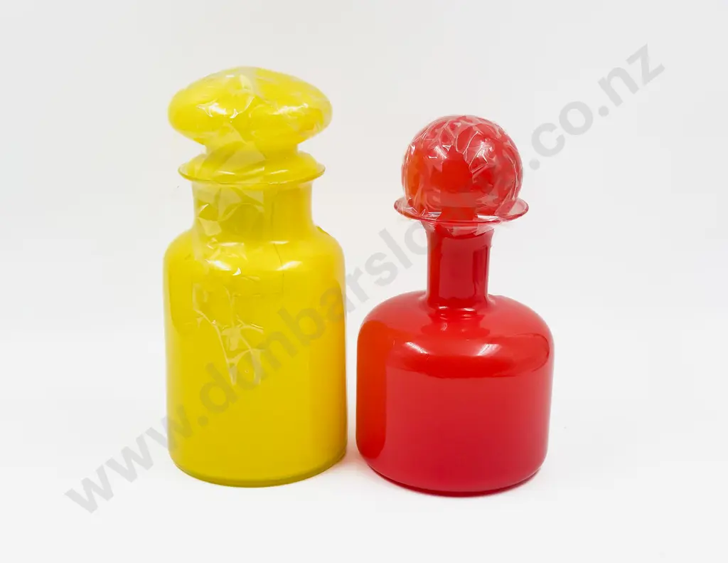 Two Mid Century Art Glass Stoppered Bottles Image 1++