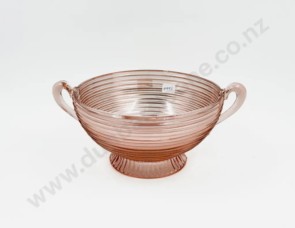 Art Deco Ribbed Double Handled Table Bowl Image 1++