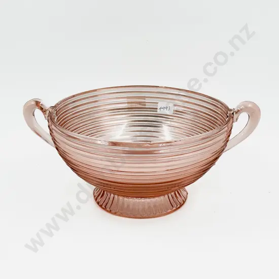 Art Deco Ribbed Double Handled Table Bowl