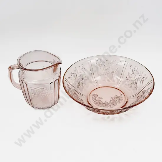 Pressed Glass Bowl & Jug