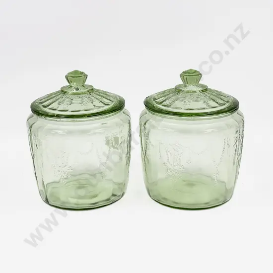 Pair of Green Glass Jars