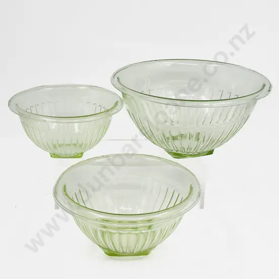 Graduated Set of Three Pressed Glass Mixing Bowls