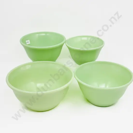 Graduated Set of Four Jadeite Glass Mixing Bowls