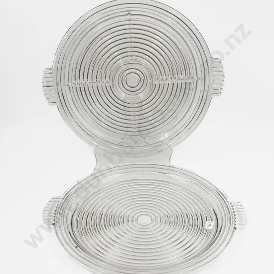 Two Art Deco Ribbed Glass Platters