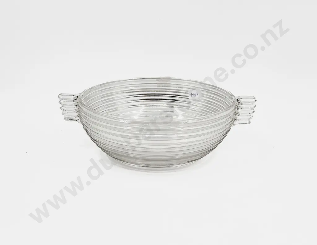 Art Deco Ribbed Glass Table Bowl Image 1++