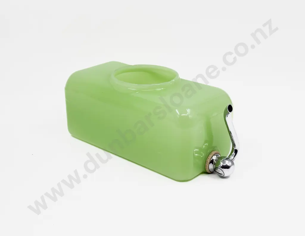 Vintage Opaque Green Glass Fridge Lemonade Dispenser Image 1++