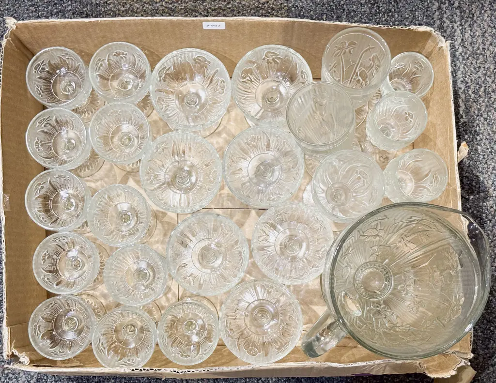 Box Qty of Assorted Pressed Glass Image 1++