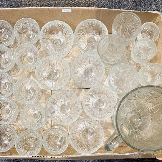 Box Qty of Assorted Pressed Glass