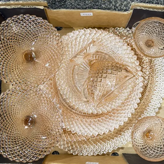 Box Qty of Assorted Pressed Glass