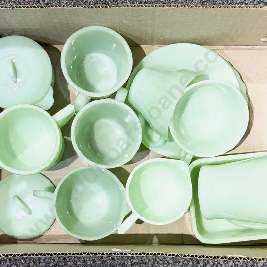 Box of Assorted Opaque Glass Ware