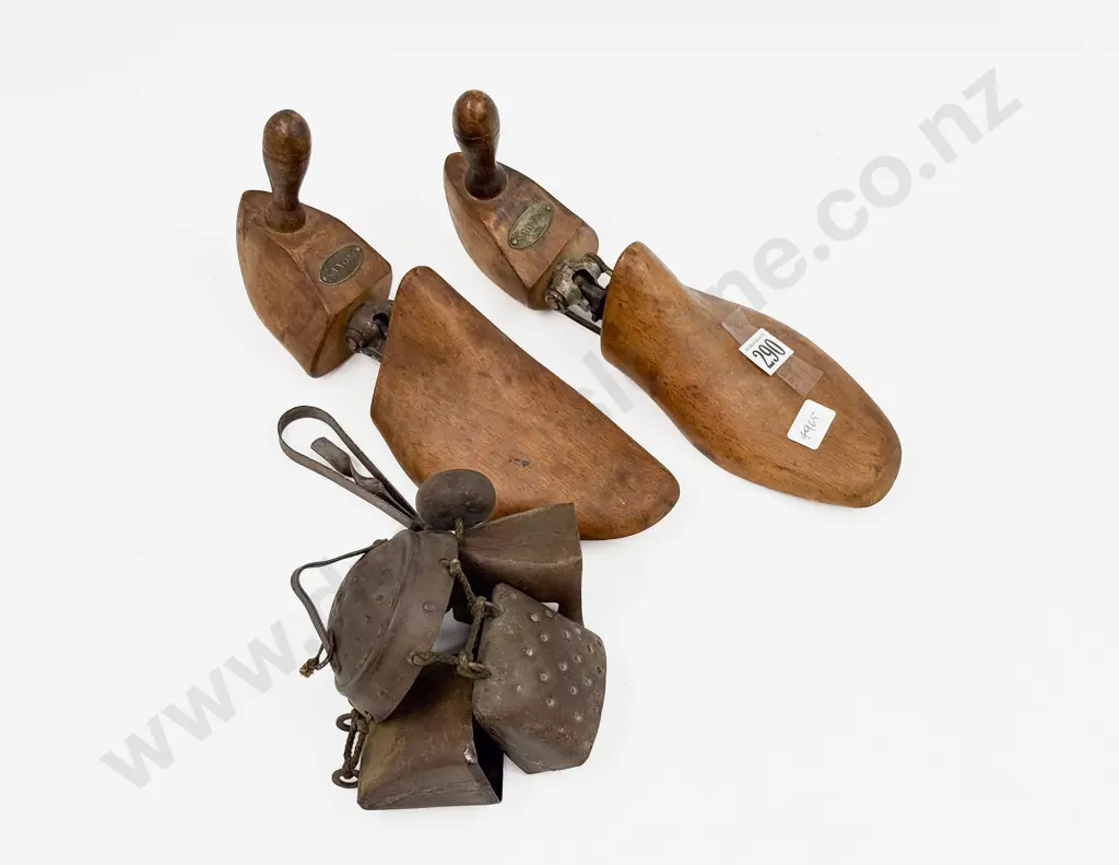 Pair of Saxon Shoe Molds together with Vintage Metal Wind Chime Image 1++
