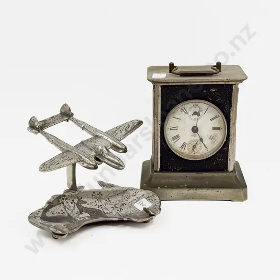 Vintage Australian Tourist Ware Ashtray together with Carriage Clock