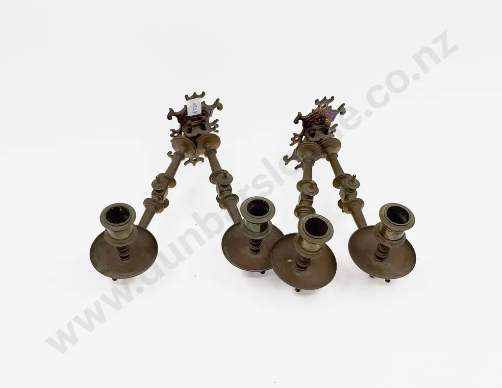 2 x Two Branch Brass Piano Sconces Image 1++