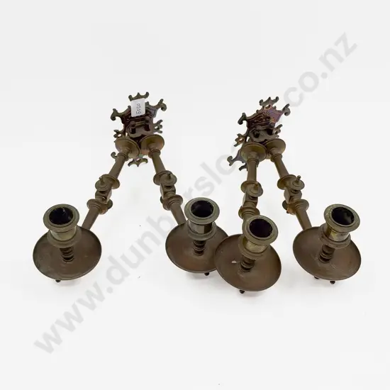 2 x Two Branch Brass Piano Sconces