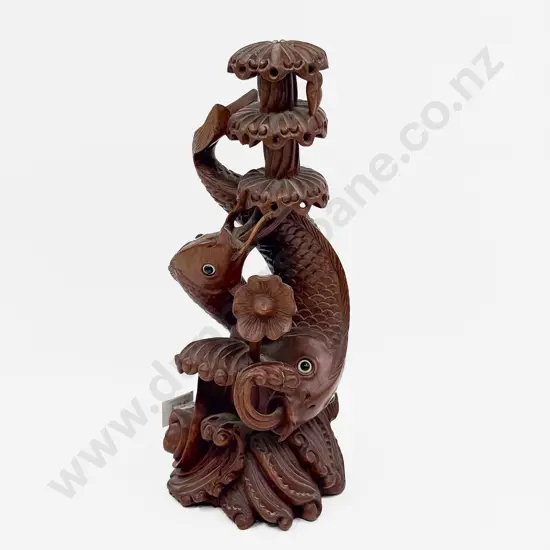 Carved Koi Fish Sculpture
