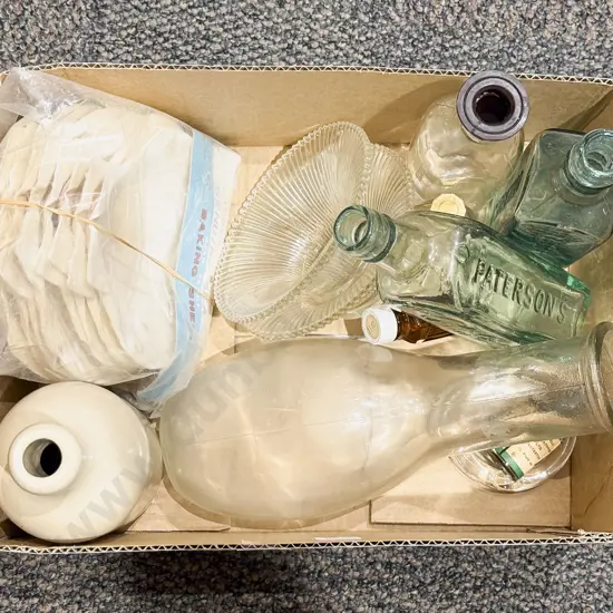Box Quantity of Assorted Vintage Glass Bottles etc