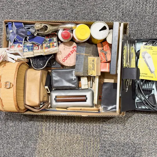 Box Qty of Assorted Vintage Office Supplies & Collectables