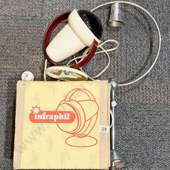 Vintage Boxed Philips Infraphil Lamp together with Art Deco Light Fitting