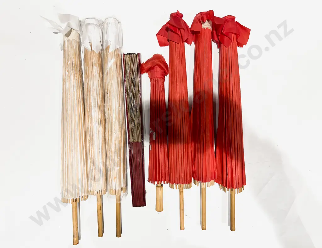 Qty of Assorted Parasols together with Decorative Fan Image 1++