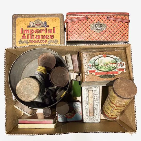 Box Qty of Assorted Vintage Tins