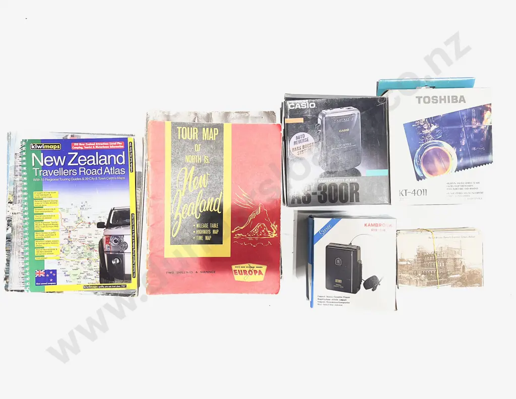 Two Boxed Cassette Players with Assorted Road Maps etc Image 1++