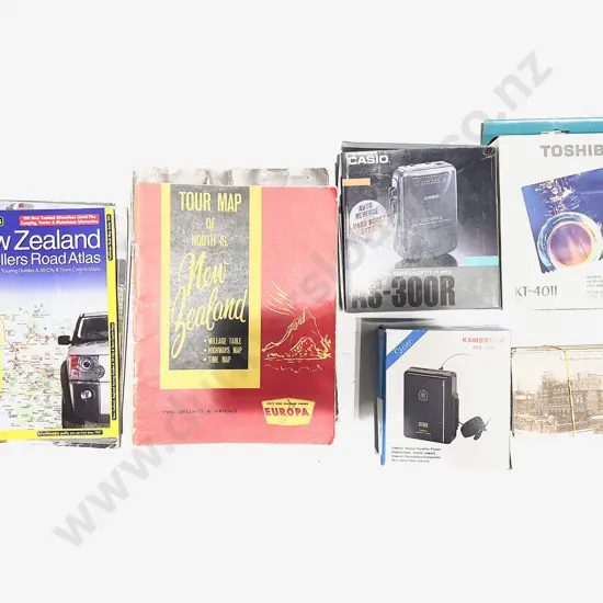 Two Boxed Cassette Players with Assorted Road Maps etc