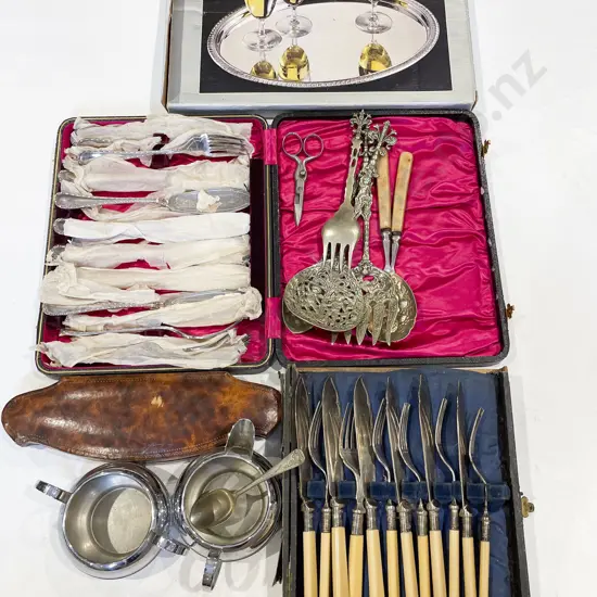 Box Qty of Assorted S/P incl Bone Handled Cutlery etc