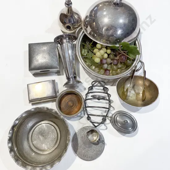 Tudric Pewter Trinket Box & Assorted S/P